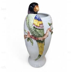 Vintage Greg Matthews by Oggetti Italy Parrot Vase Hand-Painted Italian 80s 3D
